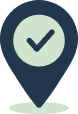 Mattress Guides brandmark resembling a location marker