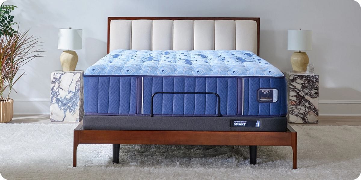 Stearns & Foster Estate mattress on a wooden bed frame