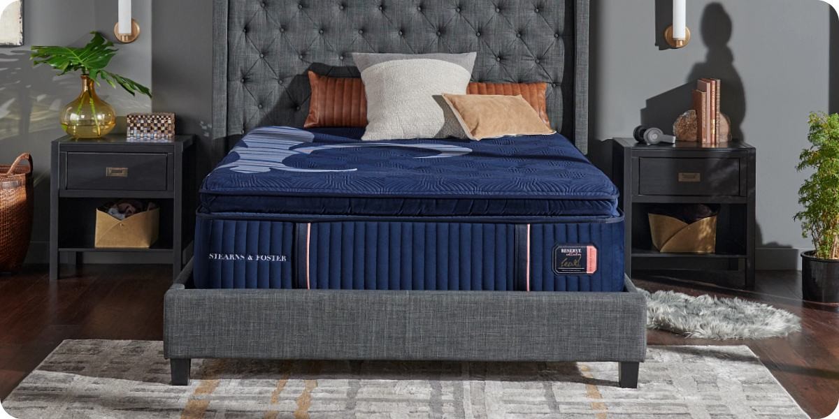 Stearns & Foster mattress on a modern bed frame