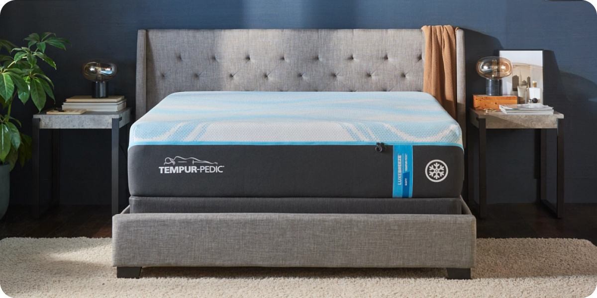 Tempur-Pedic LuxeBreeze mattress on a modern bed frame