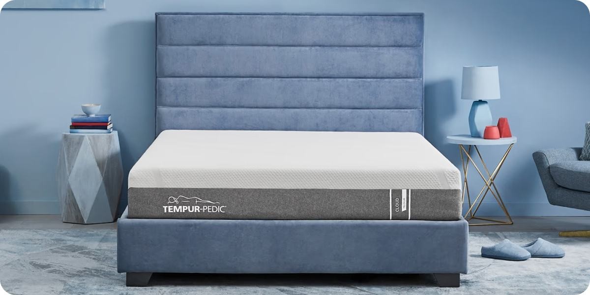 Tempur-Pedic Cloud mattress on a bed frame