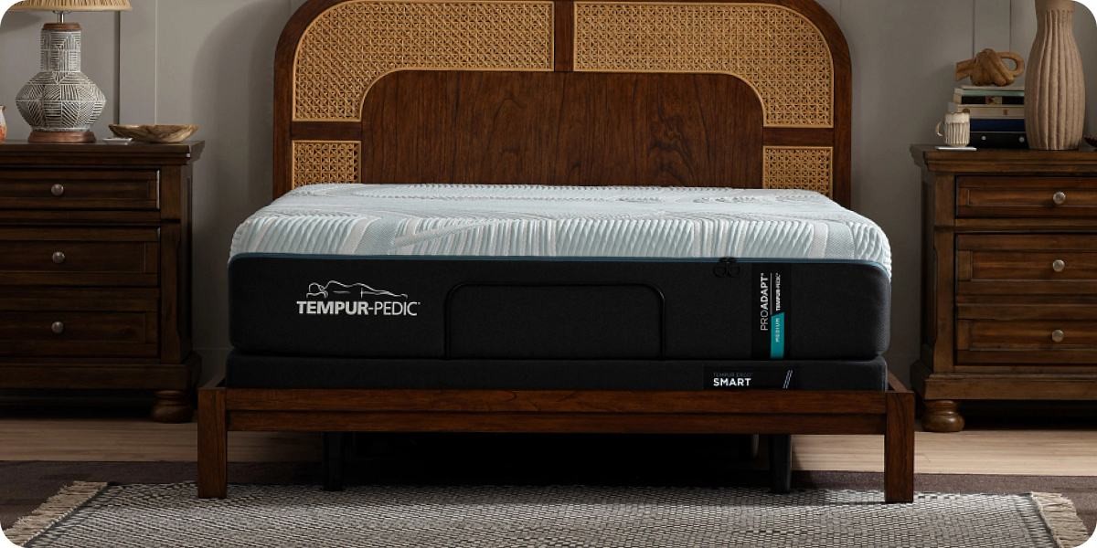 Tempur-Pedic ProAdapt mattress on a wooden bed frame